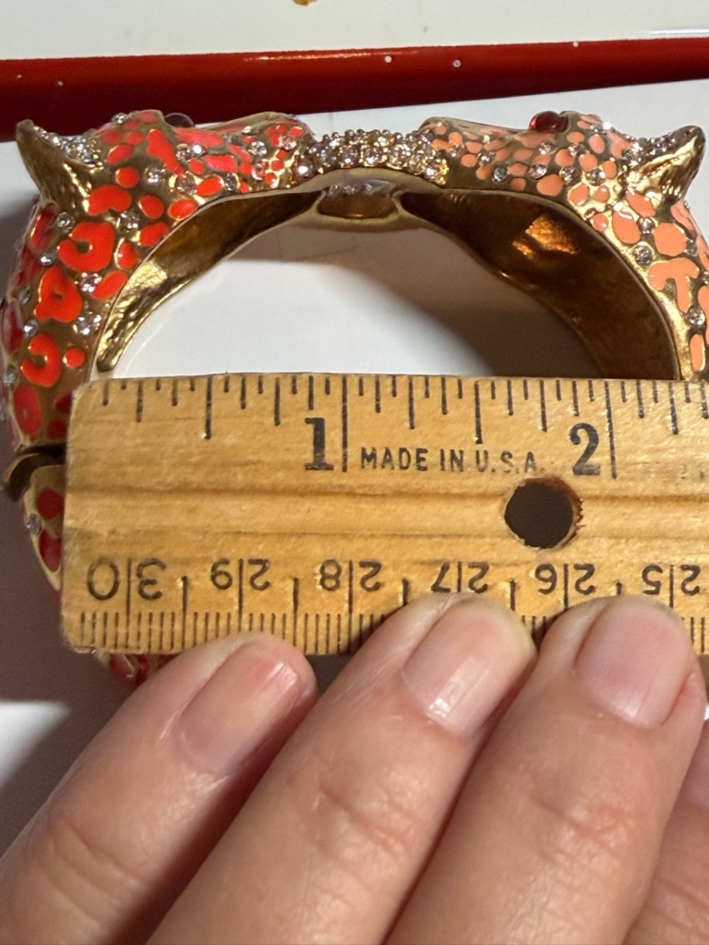 J. Crew Gold-Tone Double Leopard Bracelet with Orange Enamel and Crystal Accents - Picture 5 of 8